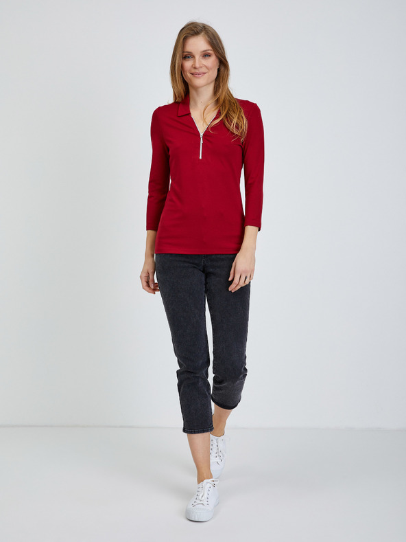 Orsay Червена тениска с три четвърти ръкав ORSAY