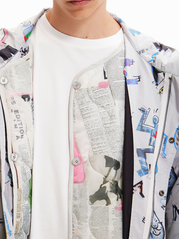 Desigual Светлосива мъжка шарена парка Desigual Fele с подвижна подплата