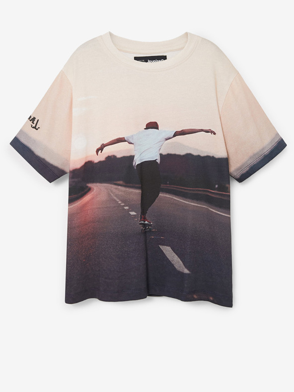 Desigual Светлорозова тениска за момчета Desigual Kiwi