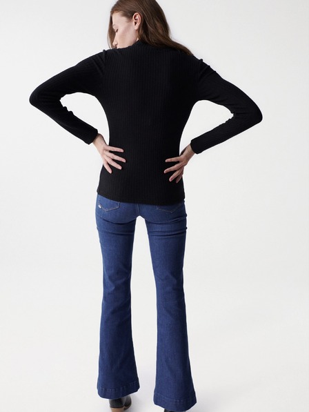 Salsa Jeans Черен дамски оребрен пуловер Salsa Jeans Austria