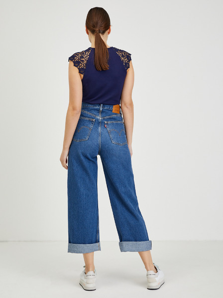 Orsay Тъмносиня дамска тениска с дантела ORSAY