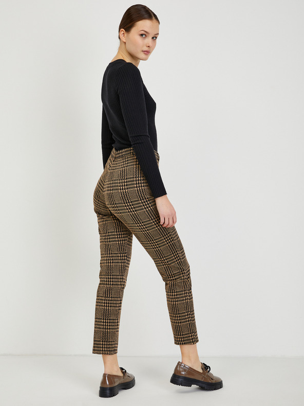 Orsay Кафяв дамски къс панталон на каре ORSAY