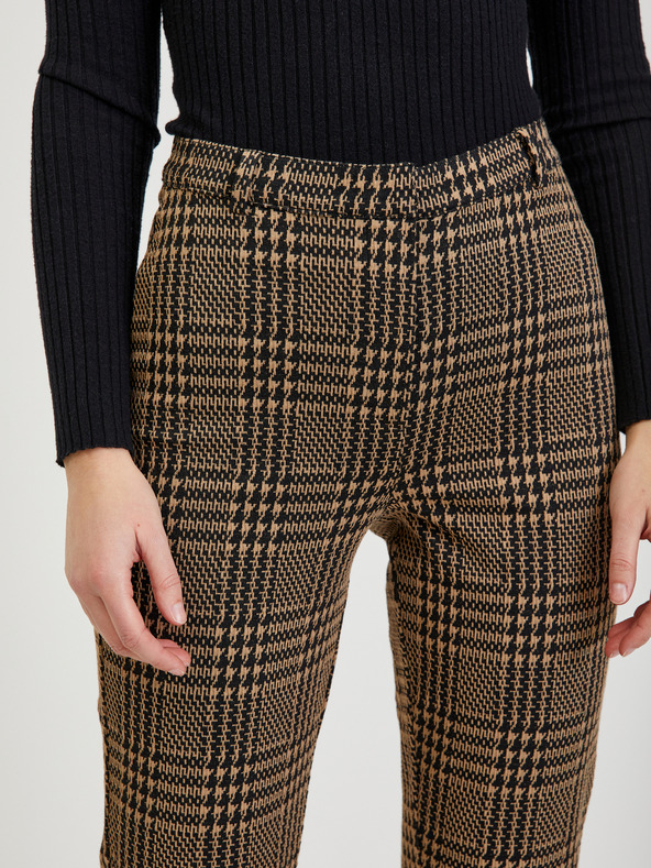 Orsay Кафяв дамски къс панталон на каре ORSAY