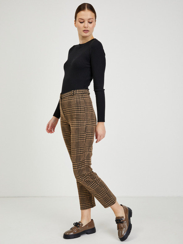 Orsay Кафяв дамски къс панталон на каре ORSAY