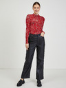 Orsay Червена дамска шарена тениска с дълъг ръкав ORSAY Paisy