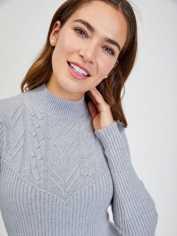 Orsay Светлосив дамски рипсен пуловер ORSAY