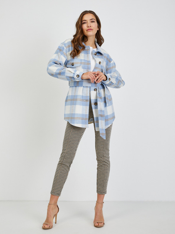 Orsay Бяло-синьо дамско сако на каре с връзки ORSAY
