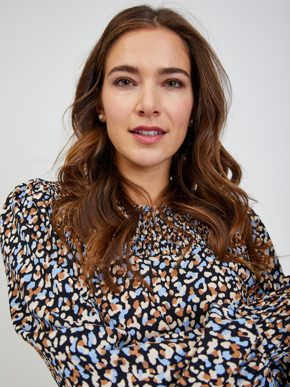 Orsay Кафяво-синя дамска рокля с десен ORSAY