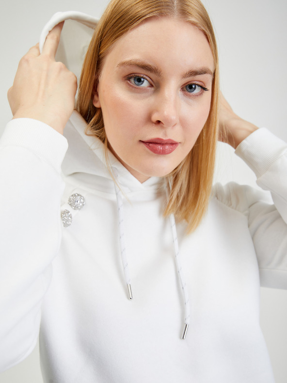 Orsay Бял дамски суичър с качулка ORSAY
