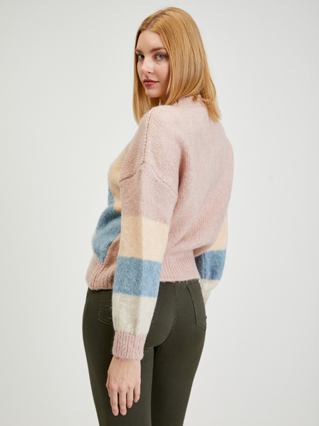 Orsay Синьо-розов дамски пуловер на райе ORSAY