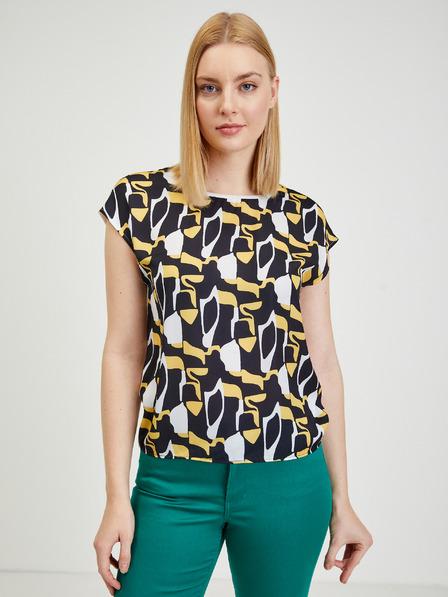 Orsay Жълто-синя дамска тениска с десен ORSAY