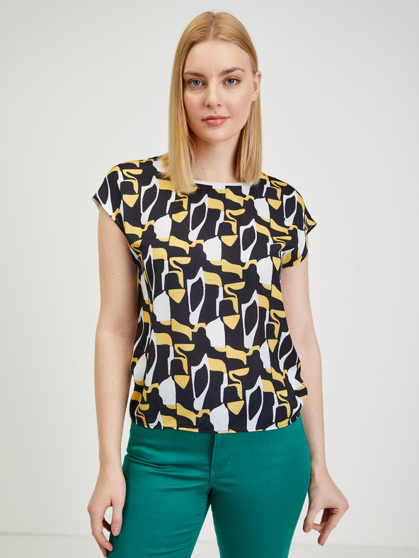 Orsay Жълто-синя дамска тениска с десен ORSAY