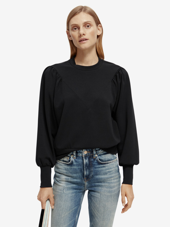 Scotch & Soda Черен дамски суитчър с балонни ръкави Scotch & Soda
