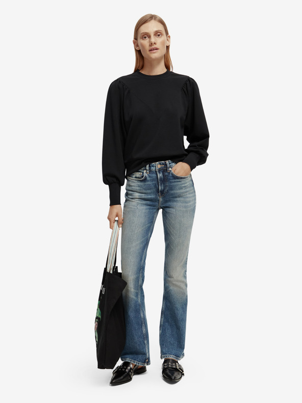 Scotch & Soda Черен дамски суитчър с балонни ръкави Scotch & Soda