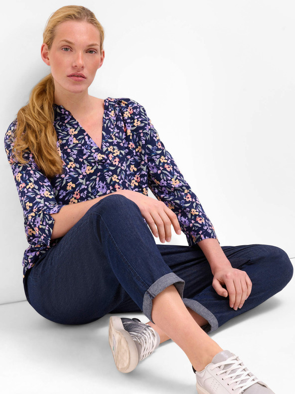 Orsay Лилаво-синя блуза на цветя с три четвърти ръкав ORSAY