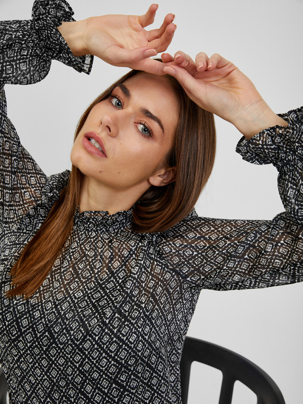 Orsay Черна дамска блуза с десен ORSAY