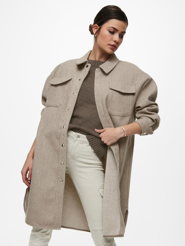 ONLY Бежово дамско палто с лека риза ONLY Elaine