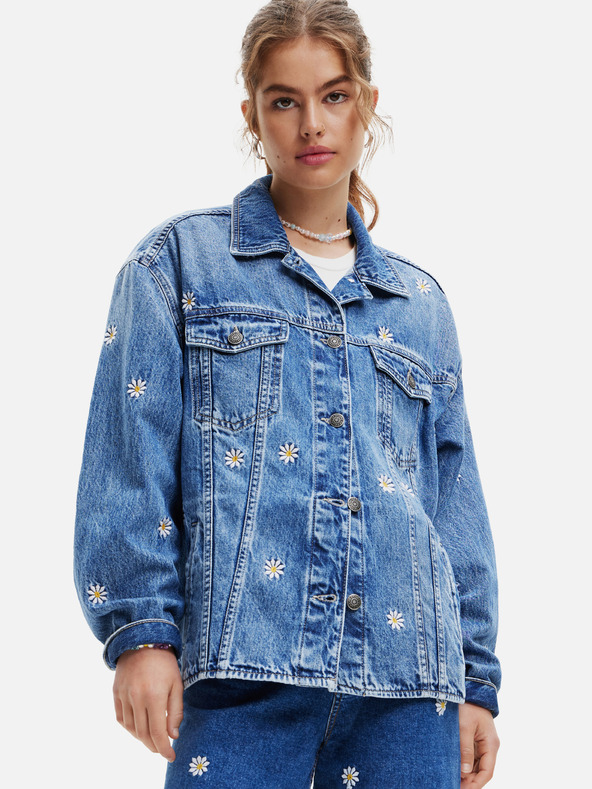 Desigual Синьо дамско дънково яке с шарки Desigual Aramis