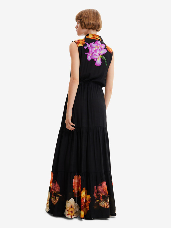 Desigual Desigual Suiza-Lacroix Черна дамска макси рокля с риза на цветя
