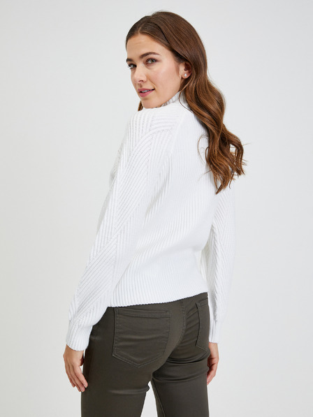 Orsay Бял дамски рипсен пуловер с декоративни копчета ORSAY