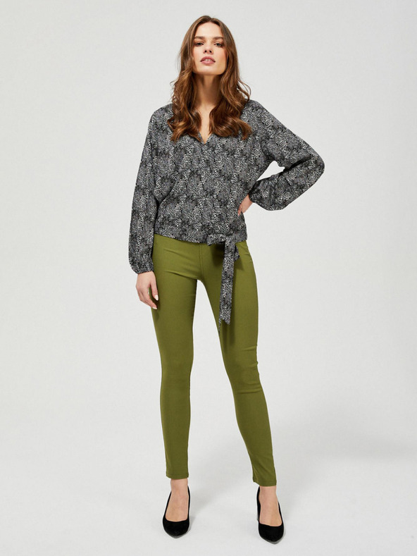 Moodo Сиво-черна дамска блуза Moodo с малък десен и панделка