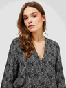 Moodo Сиво-черна дамска блуза Moodo с малък десен и панделка