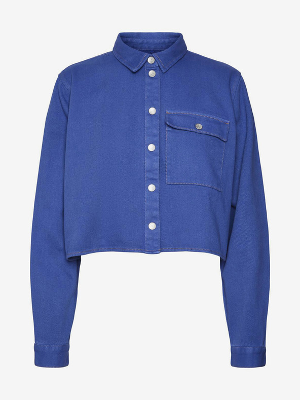 Noisy May Синя дамска риза с изрязан деним Noisy May Maddy