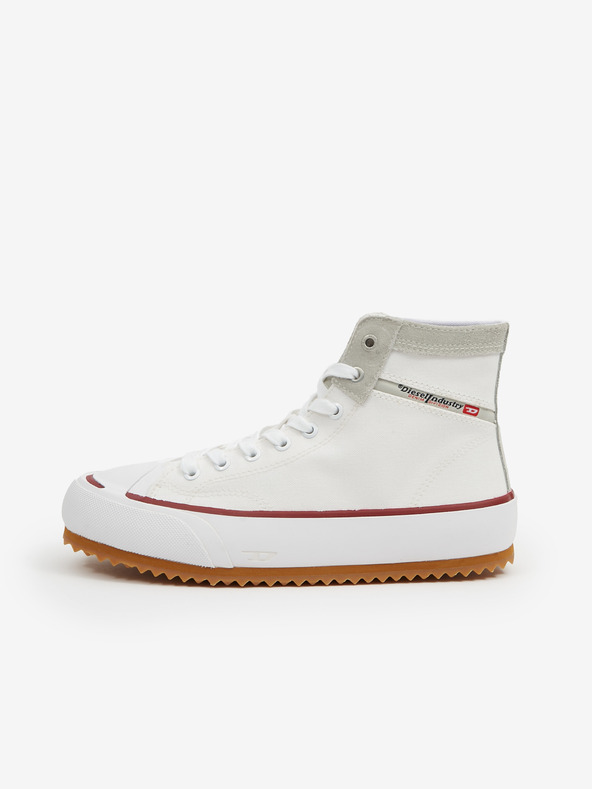 Diesel Бели мъжки маратонки до глезена с детайли от велур Diesel