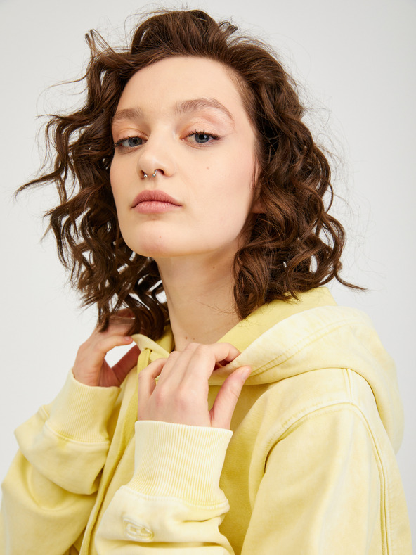 Diesel Жълт дамски суитшърт с качулка Diesel