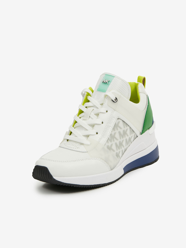 Michael Kors Бели дамски кожени маратонки Michael Kors Georgie Trainer Wedge