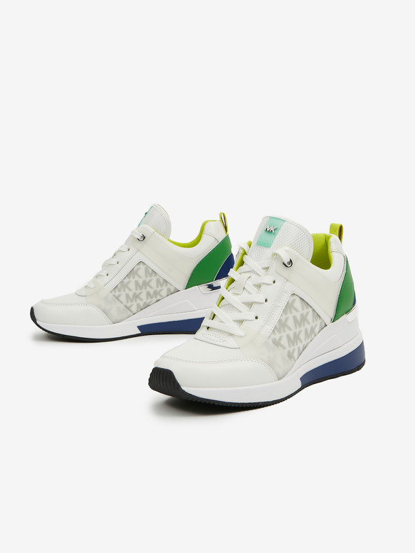 Michael Kors Бели дамски кожени маратонки Michael Kors Georgie Trainer Wedge