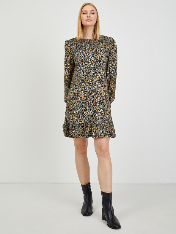 Orsay Черна дамска рокля с десен ORSAY