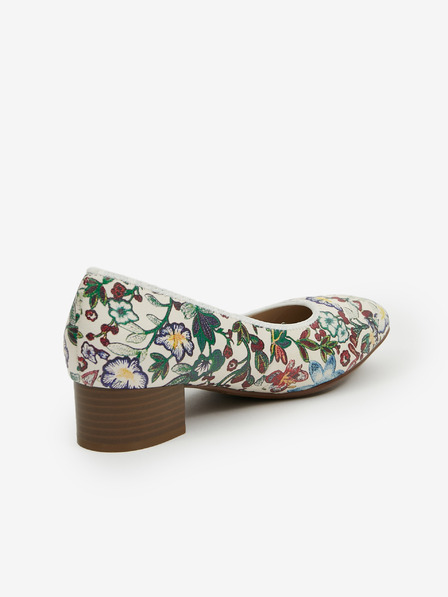 Rieker Бели дамски кожени флорални помпи Rieker