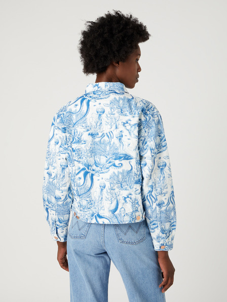 Wrangler Бяло и синьо дамско дънково яке с шарки Wrangler