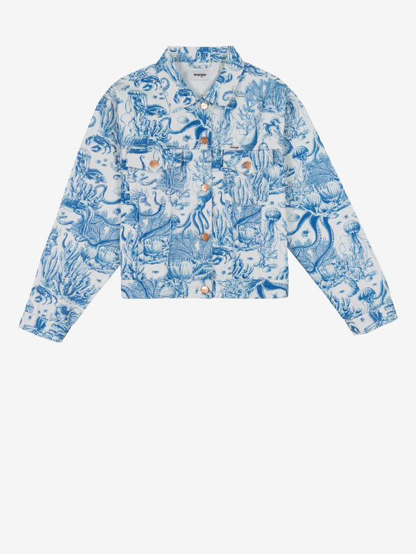 Wrangler Бяло и синьо дамско дънково яке с шарки Wrangler