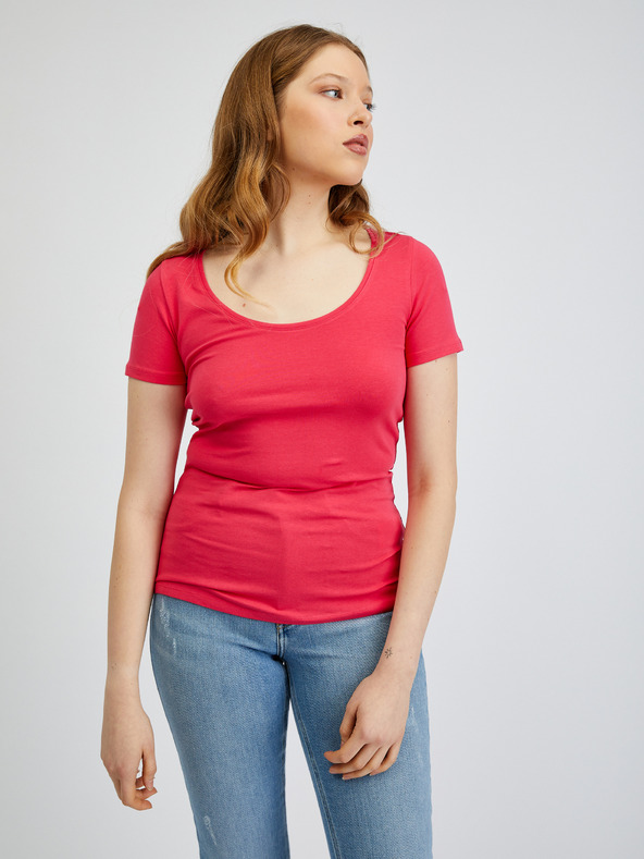 Orsay Тъмнорозова дамска базова тениска ORSAY
