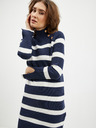 Orsay Бяло-синя дамска рокля-пуловер на райе ORSAY