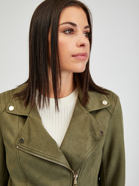 Orsay Дамско рокерско яке от велур в цвят каки ORSAY Tina