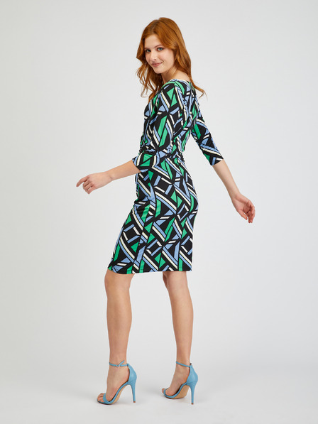 Orsay Зелено-черна дамска рокля по тялото с десен ORSAY