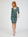 Orsay Зелено-черна дамска рокля по тялото с десен ORSAY