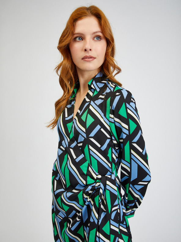 Orsay Зелено-черна дамска рокля на каре ORSAY