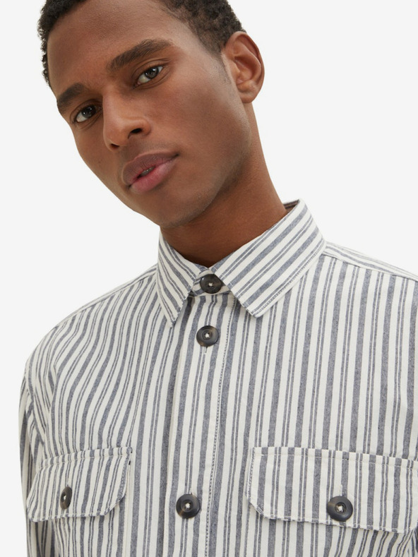 Tom Tailor Сива мъжка риза на райета Tom Tailor