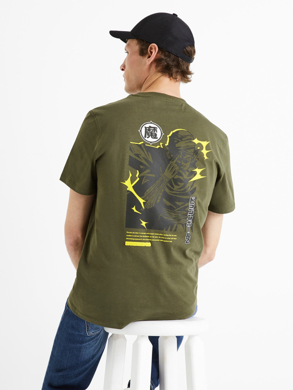 Celio Зелена мъжка памучна тениска Celio Dragon Ball Z