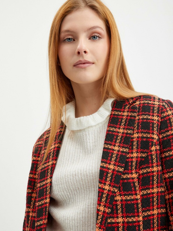 Orsay Черно-червено дамско сако на каре ORSAY