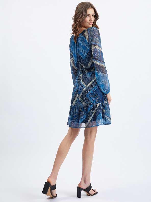 Orsay Тъмносиня дамска рокля с десен ORSAY