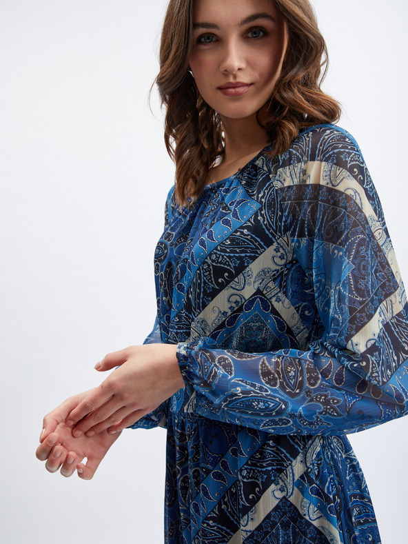 Orsay Тъмносиня дамска рокля с десен ORSAY