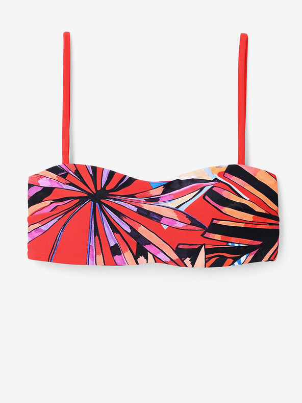 Desigual Червено дамско горнище на бански с шарки Desigual Playa