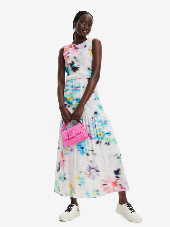 Desigual Бяла дамска шарена рокля Desigual Avinyon