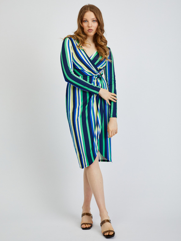 Orsay Зелено-синя дамска рокля на райе ORSAY