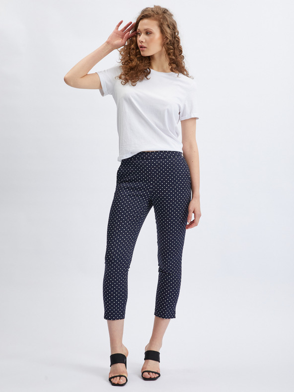 Orsay Тъмносин дамски панталон три четвърти на точки ORSAY
